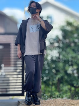 「DOOPZ（ドープス）のカフスイージーパンツ(セットアップ可)（その他パンツ）」を使った、小倉祐樹さん（メンズ・165cm）の夏コーディネート