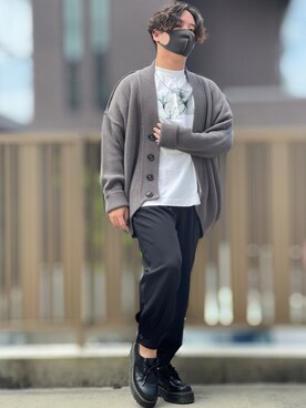 「DOOPZ（ドープス）のカフスイージーパンツ(セットアップ可)（その他パンツ）」を使った、小倉祐樹さん（メンズ・165cm）の秋コーディネート