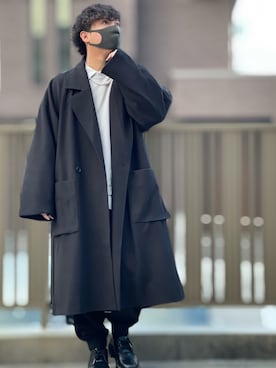 「shiki tokyo（シキトウキョウ）のアイテム（チェスターコート）」を使った、小倉祐樹さん（メンズ・165cm）の秋コーディネート