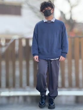 「DOOPZ（ドープス）のカフスイージーパンツ(セットアップ可)（その他パンツ）」を使った、小倉祐樹さん（メンズ・165cm）の秋コーディネート