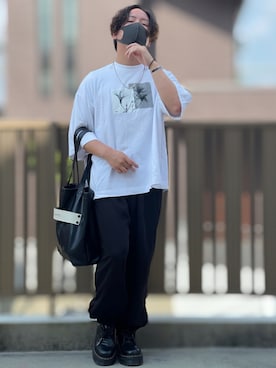 「DOOPZ（ドープス）のカフスイージーパンツ(セットアップ可)（その他パンツ）」を使った、小倉祐樹さん（メンズ・165cm）の夏コーディネート