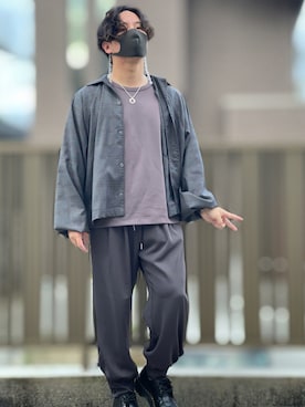 「DOOPZ（ドープス）のカフスイージーパンツ(セットアップ可)（その他パンツ）」を使った、小倉祐樹さん（メンズ・165cm）の秋コーディネート