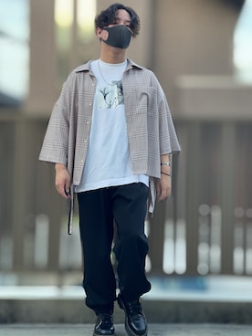 「DOOPZ（ドープス）のカフスイージーパンツ(セットアップ可)（その他パンツ）」を使った、小倉祐樹さん（メンズ・165cm）の夏コーディネート