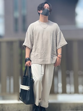 「Tシャツ/カットソー」｜「アイテム（その他）」を使った、小倉祐樹さん（メンズ・165cm）の夏コーディネート
