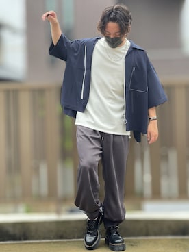 「DOOPZ（ドープス）のカフスイージーパンツ(セットアップ可)（その他パンツ）」を使った、小倉祐樹さん（メンズ・165cm）の夏コーディネート