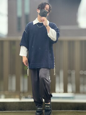 「DOOPZ（ドープス）のカフスイージーパンツ(セットアップ可)（その他パンツ）」を使った、小倉祐樹さん（メンズ・165cm）の夏コーディネート