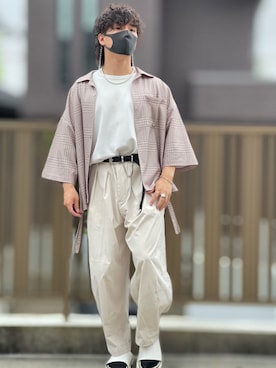 「shiki tokyo（シキトウキョウ）のアイテム（アクセサリー）」を使った、小倉祐樹さん（メンズ・165cm）の夏コーディネート