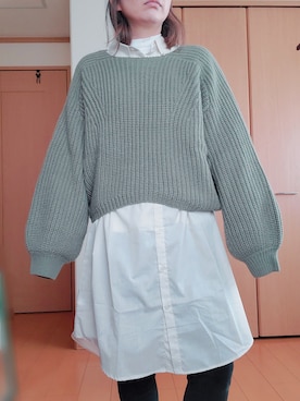 「袖ボリューム」｜「アイテム（シャツワンピース）」を使った、みぃさん（レディース・158cm）の春コーディネート