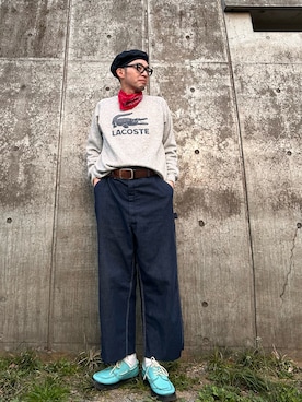 「VINTAGE（ヴィンテージ）のアイテム（デニムパンツ、ブルー系）」を使った、ひろまるさん（メンズ・170cm）の春コーディネート