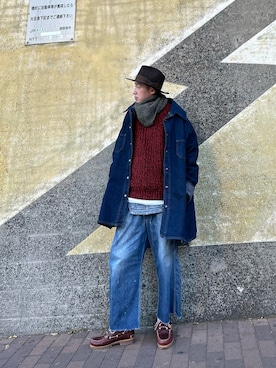 「STETSON（ステットソン）のアイテム」を使った、ひろまるさん（メンズ・170cm）の冬コーディネート