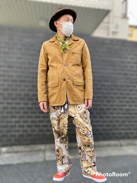 「SUGAR CANE（シュガーケーン）のアイテム（ジャケット/アウター）」を使った、ひろまるさん（メンズ・170cm）の秋コーディネート