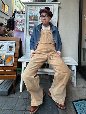 「Carhartt(カーハート)のアイテム(オールインワン・サロペット)」を使った、ひろまるさん(メンズ・170cm)の秋コーディネート