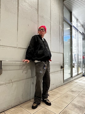 「アイテム（ニットキャップ/ビーニー）」を使った、ひろまるさん（メンズ・170cm）の秋コーディネート