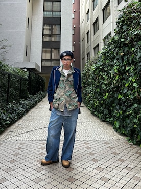 「アイテム（ハンチング/ベレー帽）」を使った、ひろまるさん（メンズ・170cm）の秋コーディネート