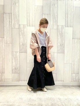 「Q（キュー）のアイテム（マウンテンパーカー）」を使った、ﾏｲｺﾊﾞさん（レディース・157cm）の春コーディネート