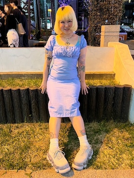 「H&M（エイチ・アンド・エム）のアイテム（ワンピース/ドレス）」を使った、しおちゃんさん（レディース・155cm）の夏コーディネート