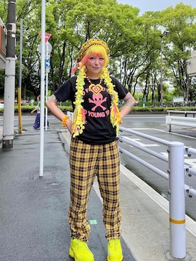 「パンクコーデ」｜しおちゃんさん（レディース・155cm）の春コーディネート