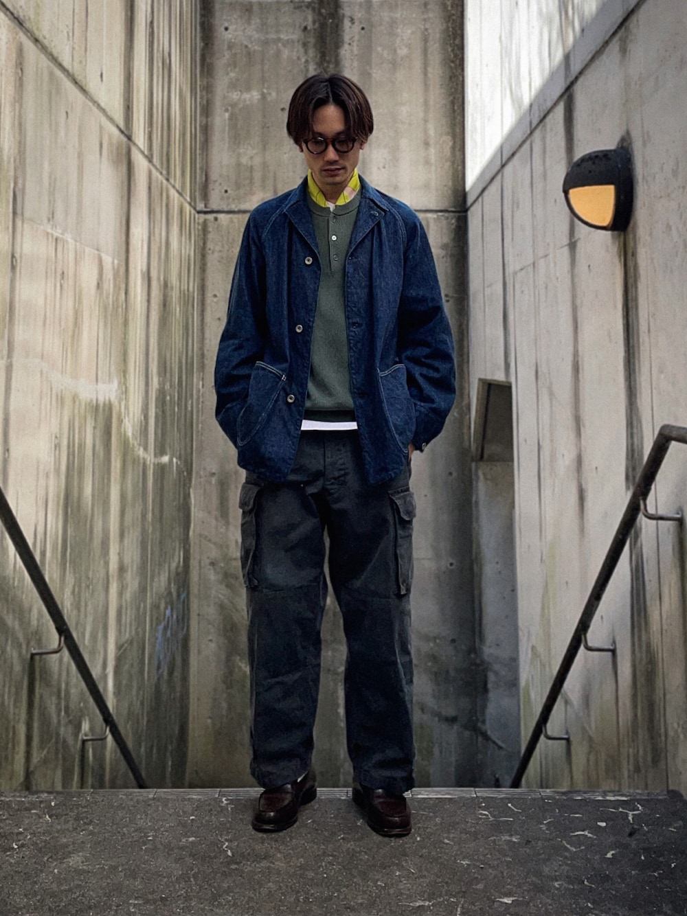 COMOLI コモリ デニムワークジャケット カバーオール ネイビー サイズ2