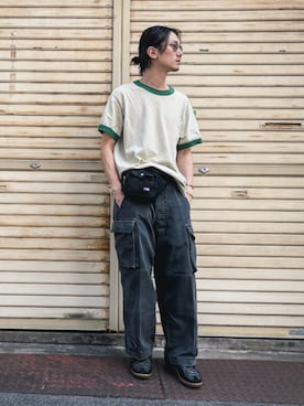 「アイテム（カーゴパンツ）」を使った、Kottamさん（メンズ・170cm）の夏コーディネート