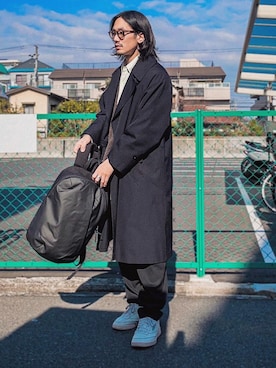 「アイテム（カーディガン/ボレロ、ブラウン系）」を使った、Kottamさん（メンズ・170cm）の冬コーディネート