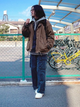 「インナーダウン」｜「アイテム（ブルゾン）」を使った、Kottamさん（メンズ・170cm）の冬コーディネート