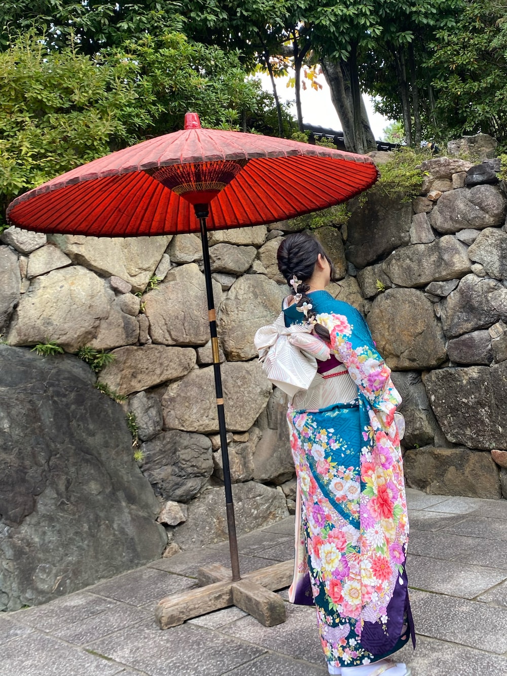 「振袖、着物、およばれ、結婚式、正装、和装、ヘアアレンジ、披露宴、冠婚葬祭、成人式、ぽっちゃり、ぽっちゃりコーデ、大きいサイズ、大きいサイズレディースファッション」｜「鈴乃屋のアイテム（着物、ブルー系）」を使った、繭さん（レディース・159cm）の冬コーディネートの1枚目の写真