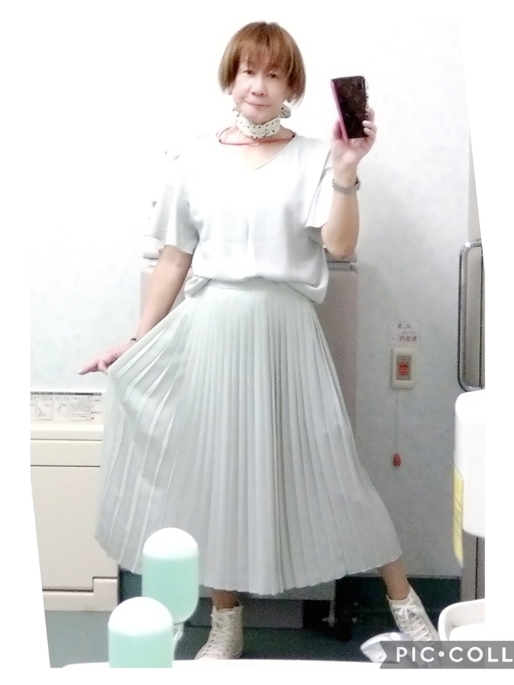 「GUのアイテム（シャツ/ブラウス、グリーン系）」を使った、LadiesLike　優稀。®さん（メンズ・171cm）の秋コーディネートの1枚目の写真
