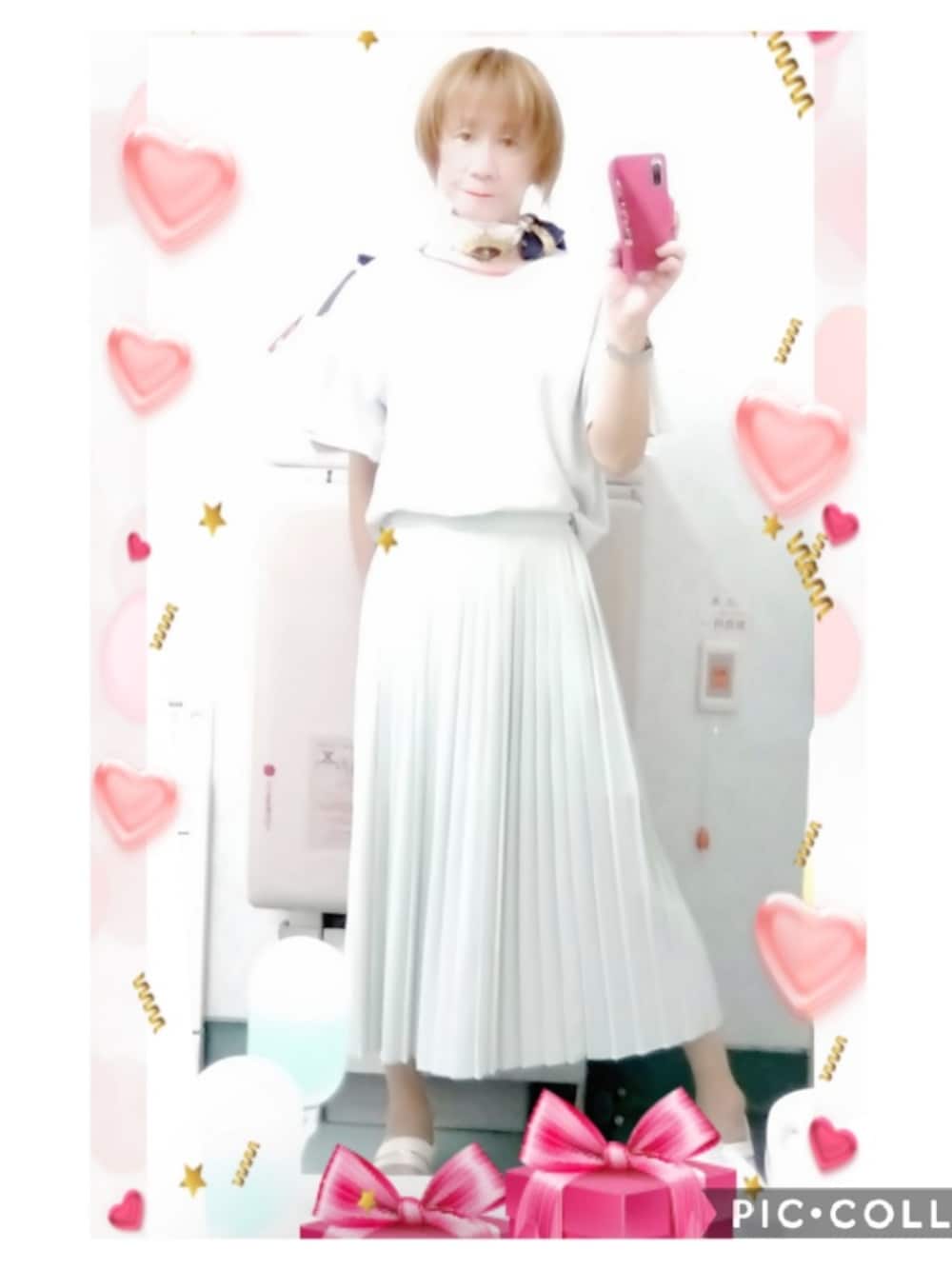 「LadiesLike　優稀。®、レディースライク、ブラウス、GU、マキシ丈プリーツスカート、UNIQLO、女装家、女装、女装男子」｜「UNIQLOのアイテム（スカート、グリーン系）」を使った、LadiesLike　優稀。®さん（メンズ・171cm）の秋コーディネートの1枚目の写真
