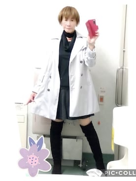 「アイテム（トレンチコート、パープル系）」を使った、LadiesLike　優稀。®さん（メンズ・171cm）の春コーディネート