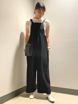 「白ブラウス」｜「アイテム（オールインワン・サロペット）」を使った、いちえさん（レディース・156cm）の夏コーディネート
