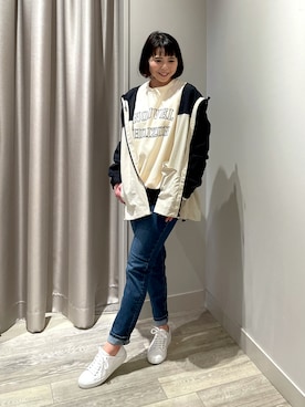 「デニムっていいよね」｜「アイテム（ブルゾン）」を使った、いちえさん（レディース・156cm）の春コーディネート
