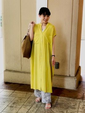 「リラックスパンツ」｜「アイテム（ワンピース/ドレス）」を使った、いちえさん（レディース・156cm）の夏コーディネート