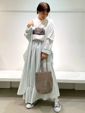 「BIWACOTTON（ビワコットン）のアイテム（ジャケット/アウター）」を使った、いちえさん（レディース・156cm）の夏コーディネート