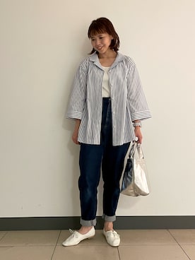 「アイテム（トートバッグ、シルバー系）」を使った、いちえさん（レディース・156cm）の春コーディネート