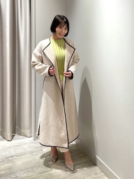 「Rougevif」｜「アイテム（チェスターコート）」を使った、いちえさん（レディース・156cm）の冬コーディネート