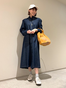 「デニムワンピース」｜「アイテム（シャツワンピース）」を使った、いちえさん（レディース・156cm）の春コーディネート