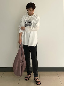 「デニムっていいよね」｜「アイテム（アクセサリー）」を使った、いちえさん（レディース・156cm）の夏コーディネート