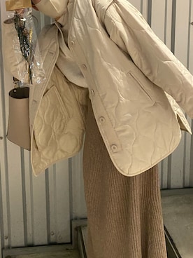 「niko and...（ニコアンド）のアイテム（ノーカラージャケット）」を使った、nnaさん（レディース・158cm）の冬コーディネート