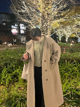 「マーメイド」｜「アイテム（ステンカラーコート）」を使った、nnaさん（レディース・158cm）の冬コーディネート
