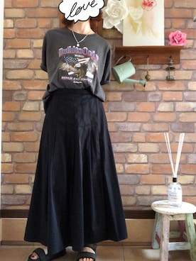 「Ungrid（アングリッド）のイーグルプリントTee（Tシャツ/カットソー）」を使った、Hi_kaさん（レディース・160cm）の春コーディネート