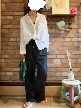 「CANAL JEAN（キャナルジーン）のアイテム（シャツ/ブラウス）」を使った、Hi_kaさん（レディース・160cm）の夏コーディネート