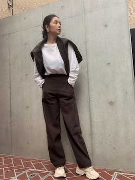 「パンツセットアップ」｜Ashさん（レディース・160cm）の秋コーディネート