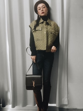 「秋トレンド2021」｜「アイテム（ハンチング/ベレー帽）」を使った、Ashさん（レディース・160cm）の秋コーディネート