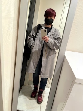 「DIESEL（ディーゼル）のアイテム（ステンカラーコート）」を使った、suu-zee-suuさん（レディース・153cm）の秋コーディネート