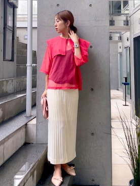 「シア―ブラウス」｜「アイテム（レインシューズ）」を使った、euro flat PRESS lisaさん（レディース・157cm）の秋コーディネート