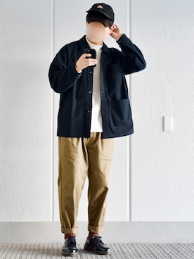 「アイテム（カバーオール）」を使った、motoshi さん（メンズ・176cm）の秋コーディネート