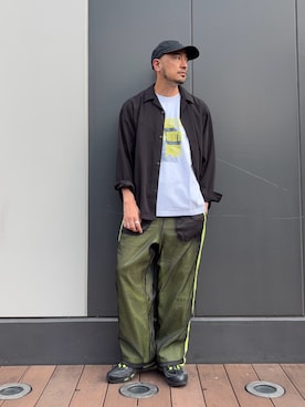 「CIAOPANIC TYPY（チャオパニックティピー）の【UNISEX】【プラスサイズあり】犬＆猫 アソートロゴプリントTee（Tシャツ/カットソー、グレー系）」を使った、Yusuke Tanakaさん（メンズ・173cm）の夏コーディネート