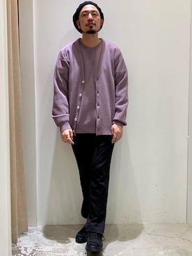 Deer Off Sponge 紫 セーター メンズ コーデ Marimekko Exhibition Jp