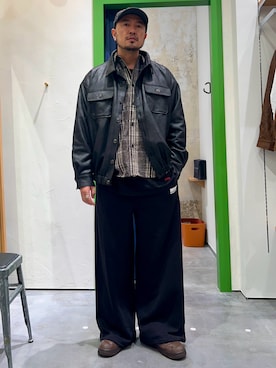 「アイテム（スウェットパンツ）」を使った、Yusuke Tanakaさん（メンズ・173cm）の秋コーディネート