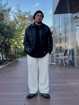 「アイテム（ライダースジャケット）」を使った、Yusuke Tanakaさん（メンズ・173cm）の秋コーディネート